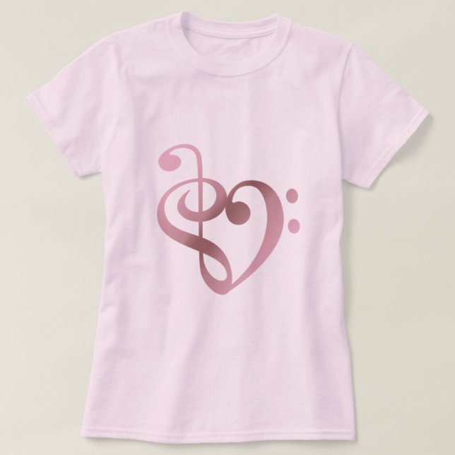 Camiseta Music Heart Rosa no Love (Frente do Design)