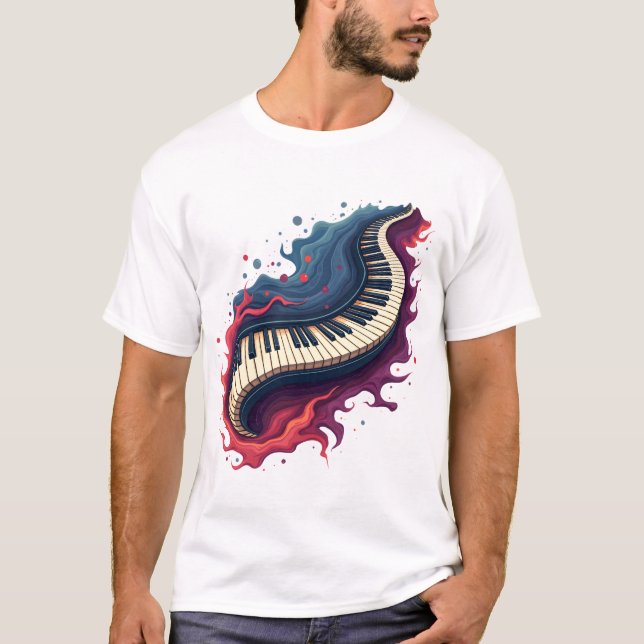 Camiseta Music in motion, the curved piano. (Frente)