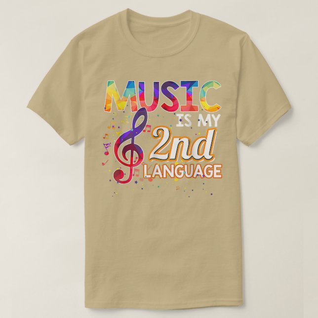 Camiseta Music Is My 2nd Language Back To School Second Gra (Frente do Design)