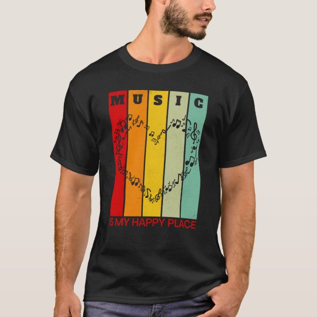 Camiseta Music is My Happy Place Valentine Musician Singer (Frente)