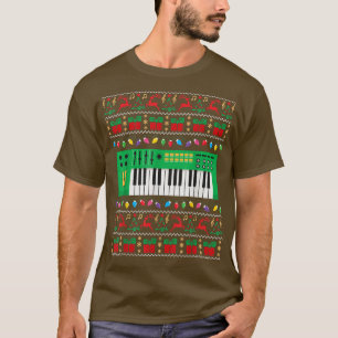 Camiseta Music Keyboard Ugly Christmas Sweat Lights