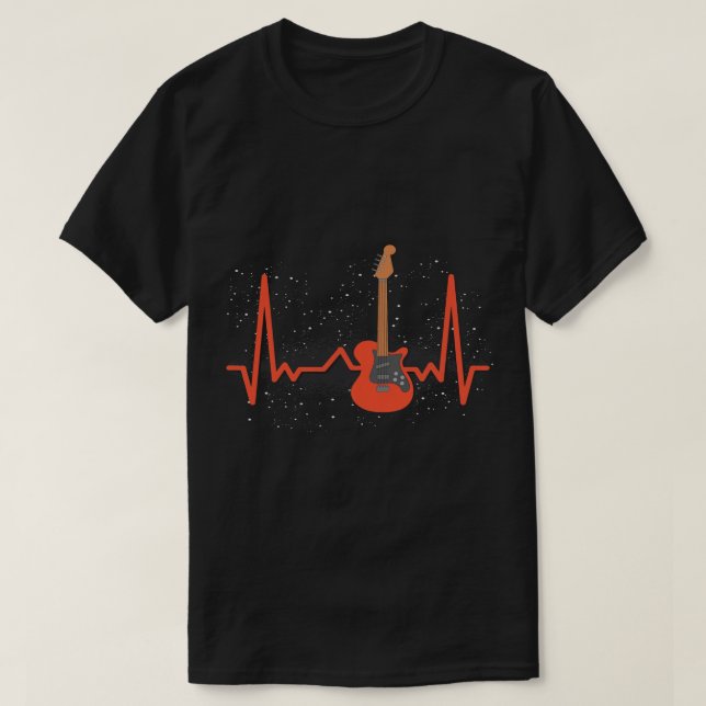 Camiseta Music Lover Bassist Heartbeat Bass Guitar (Frente do Design)