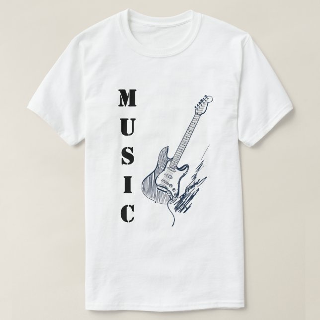 Camiseta Music Lover Classic Guitar Tee – Casual T-Shirt (Frente do Design)