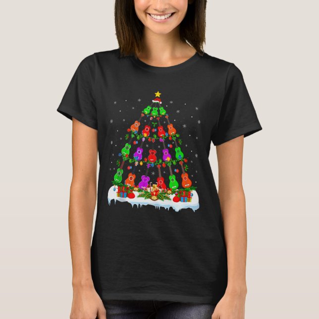 Camiseta Music Lover Musical Ukulele Guitar Christmas Tree  (Frente)
