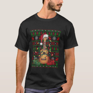 Camiseta Music Lover Xmas Luz Ukulele Ugly Musical Chris