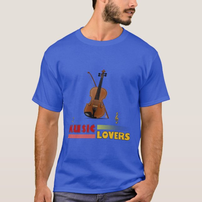 Camiseta Music Lovers Violin Word Art Design (Frente)