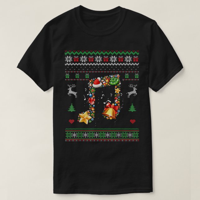 Camiseta Music Note Carols Christmas Ugly Sweater Musical T (Frente do Design)