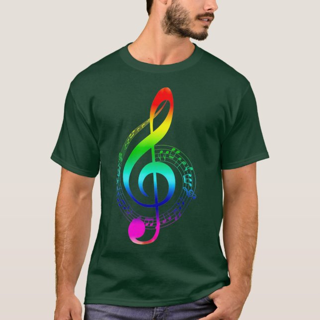 Camiseta Music Note Rainbow Treble Clef Musical Symbol (Frente)