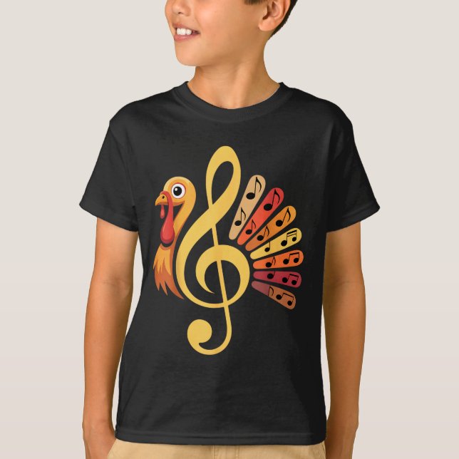 Camiseta Music Note Symbol Turkey Teacher Fall Thanksgiving (Frente)