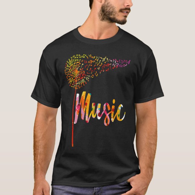 Camiseta Music Notes Dandelion Flower For Men Women (Frente)