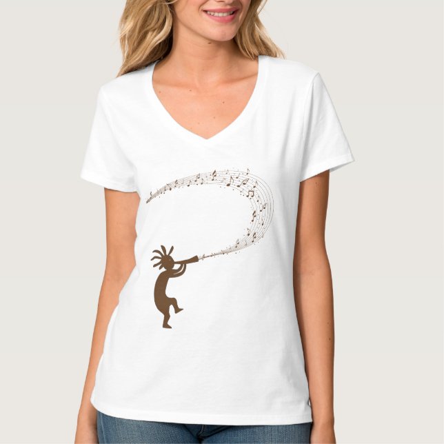 Camiseta Music Notes Kokopelli Native American T Shirt (Frente)