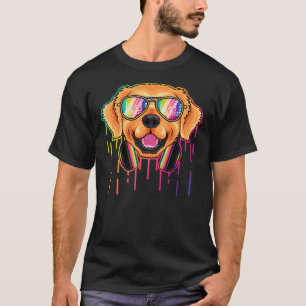 Camiseta Music Ouro Retriever Dj Com Fones de ouvido Musica