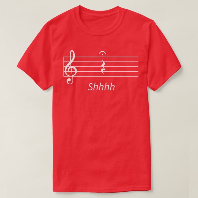 Camiseta Music Quarter Rest Fermata Shhhh (Frente do Design)