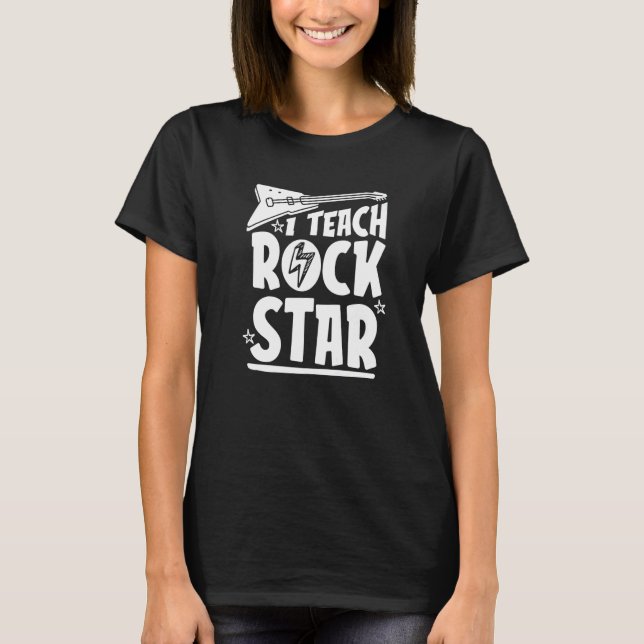Camiseta Music Teacher Guitar School Education  I Teach Roc (Frente)