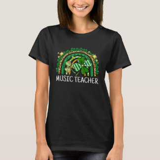 Camiseta Music Teacher Rainbow Lucky St Patrick's Day Shamr