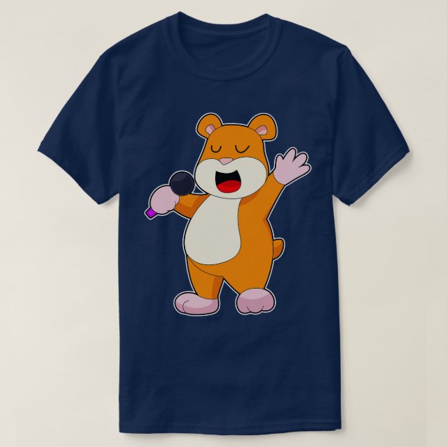 Camiseta Música 2 para microfone de cantor de hamster (Frente do Design)