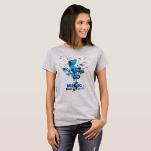 Camiseta Música alimenta minha alma   T-Shirt de uso femini