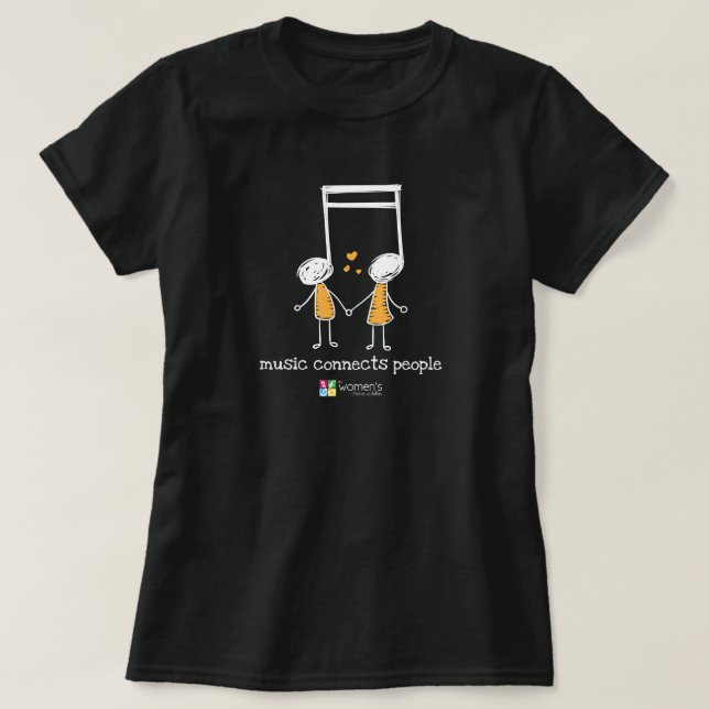 Camiseta Música amarela e branca liga as Pessoas (Frente do Design)