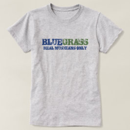 Camiseta Música Bluegrass Músicos reais apenas texto duro