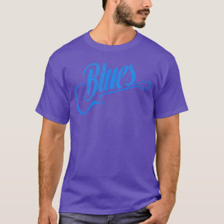 Camiseta Música Blues Guitarra Azul Vintage divertido retrô