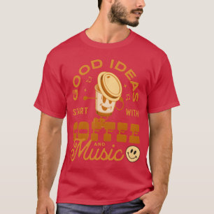 Camiseta Música Café Cartoon Citações engraçadas de amantes