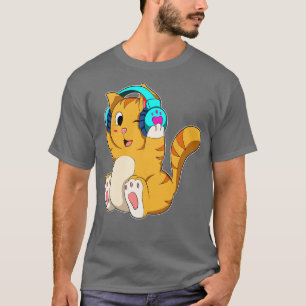 Camiseta Música Cat com fone de ouvido