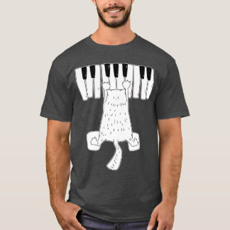 Camiseta Música Cat Tocando Na Família Piano Musical Notes