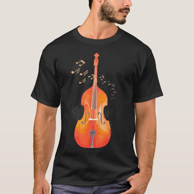 Camiseta Música Clássica Bass Dupla - Arte Jazz ereto (Frente)