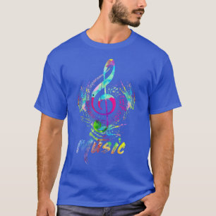 Camiseta Música Colorida Funky Treble Clef Musical Note