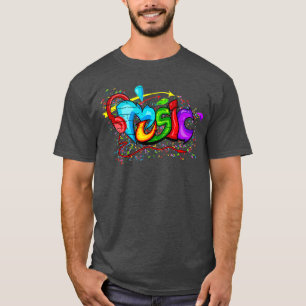 Camiseta Música com fones de ouvido é um presente colorid
