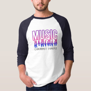 Camiseta Música Conecta Pessoas Men 3/4 Capa Raglan