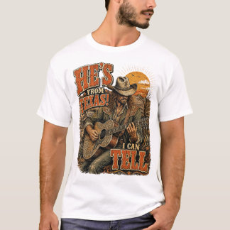 Camiseta Música Country de Guitarra de Cowboy do Texas