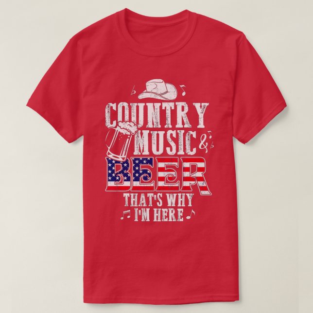 Camiseta Música country e cerveja é por isso que estou aqui (Frente do Design)