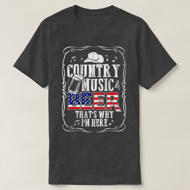 Camiseta Música country e cerveja é por isso que estou aqui (Frente do Design)