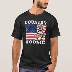 Camiseta música country vaca engraçada tocando violão músic