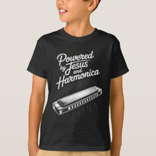 Camiseta Música Cristã Energizada Por Jesus E Harmônica