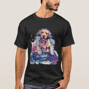 Camiseta Música de Cachorro DJ EDM Techno Prato DJ Arte de