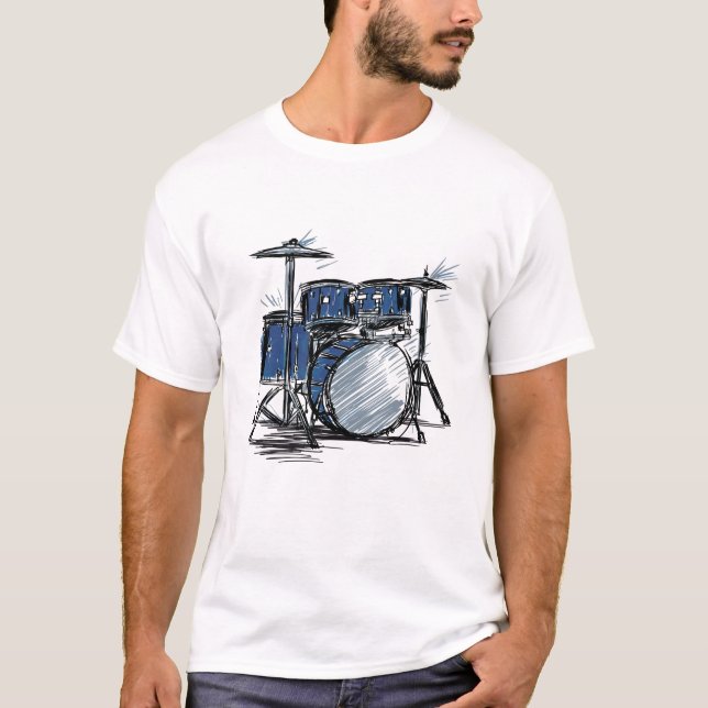 Camiseta Música de desenho do kit de tambor (Frente)