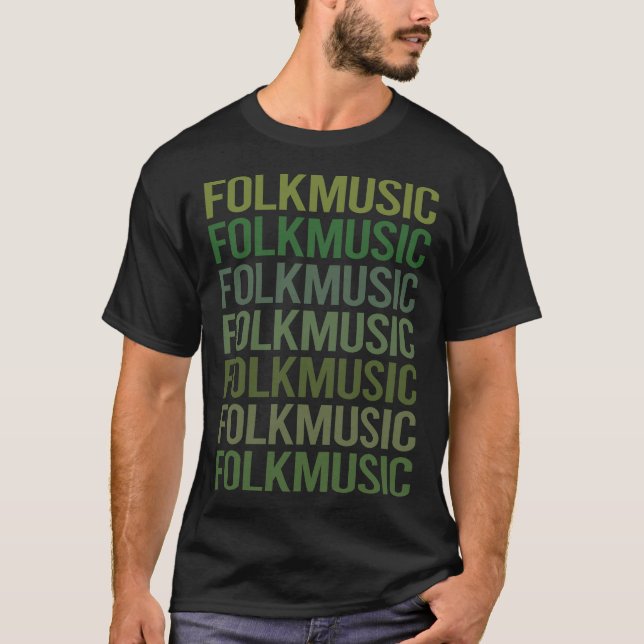 Camiseta Música de Folha de Texto Verde (Frente)