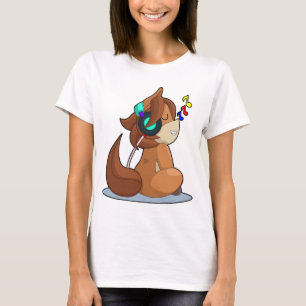 Camiseta Música de Fone de Ouvido de Cavalo