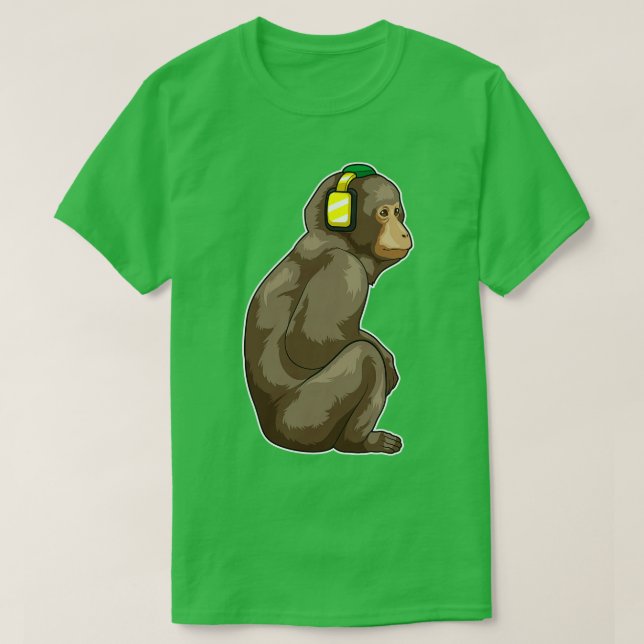 Camiseta Música de Fone de Ouvido de Macaco (Frente do Design)