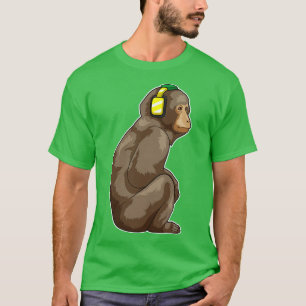 Camiseta Música de Fone de Ouvido de Macaco