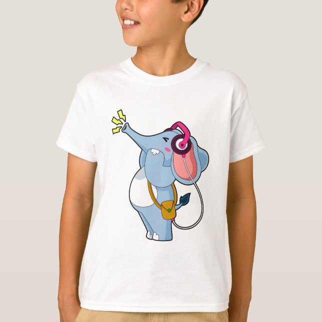 Camiseta Música de fone de ouvido elefante (Frente)