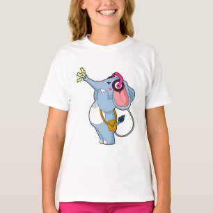 Camiseta Música de fone de ouvido elefante