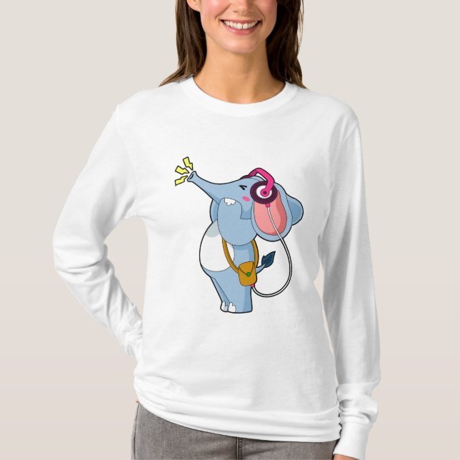 Camiseta Música de fone de ouvido elefante (Frente)