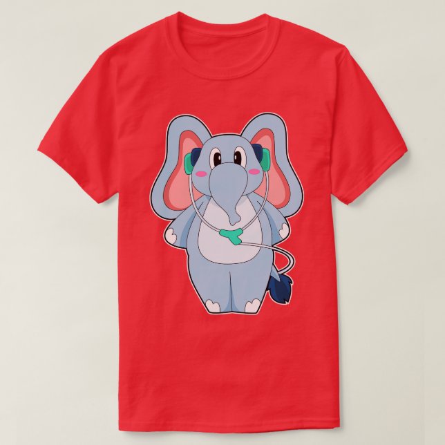 Camiseta Música de fone de ouvido elefante (Frente do Design)