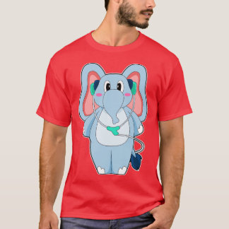 Camiseta Música de fone de ouvido elefante