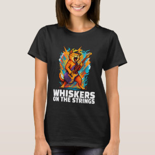 Camiseta Música de Gato Riff de Guitarra Rock Bigodes Na Co