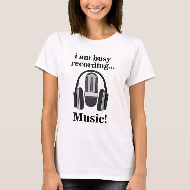 Camiseta Música de gravação de fone de ouvido do microfone (Frente)