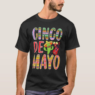 Camiseta Música de Guitarra de Cacto do Cinco de Maio Mexic